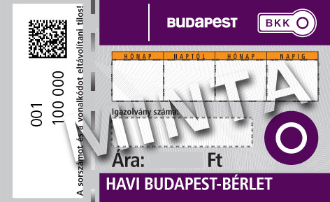 Havi Budapest-bérlet/Forrás: bkk.hu